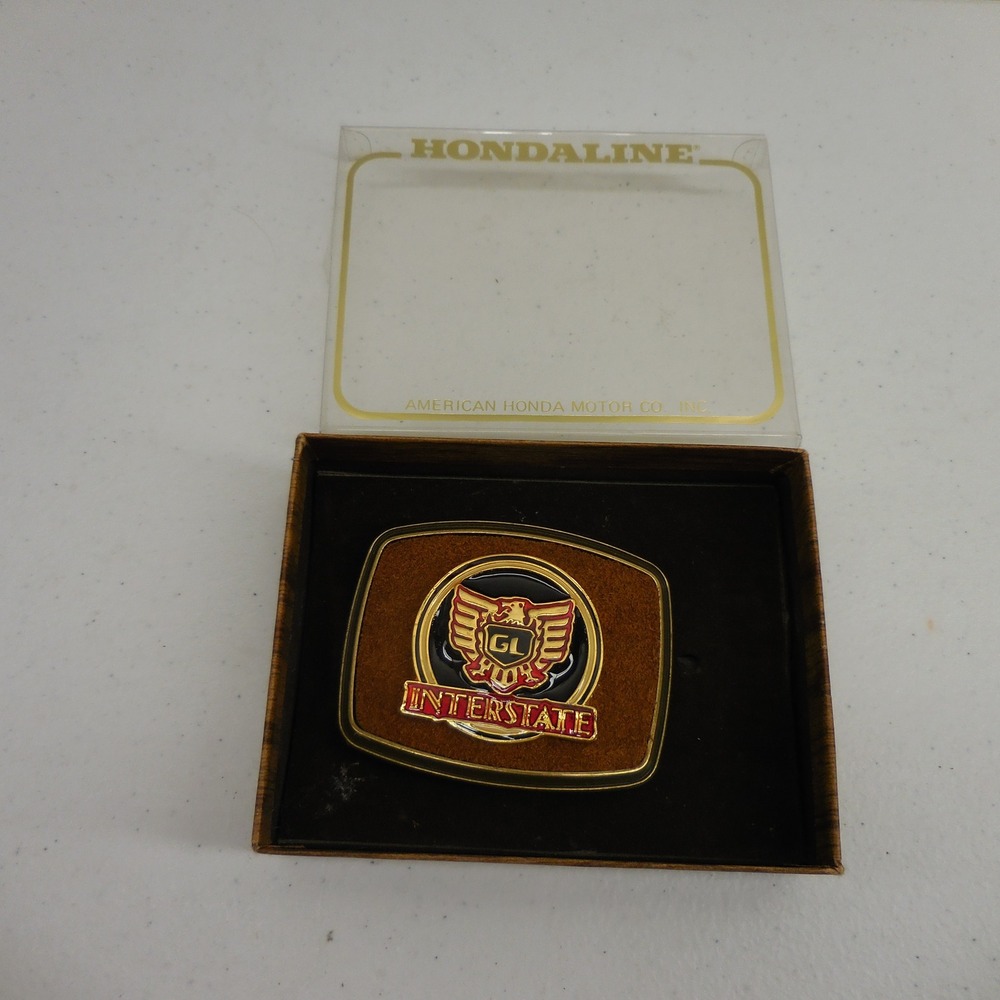 Vintage Hondaline‎ Honda GL Interstate Goldwing Belt Buckle Brass Tone with Box